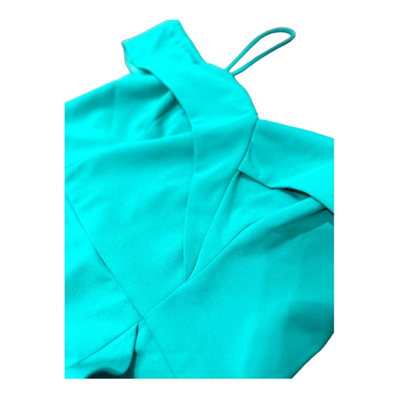 NWT Bebe Women's Cascade Ruffle Flounce AQUA Dress Size 12 - Picture 6 of 10